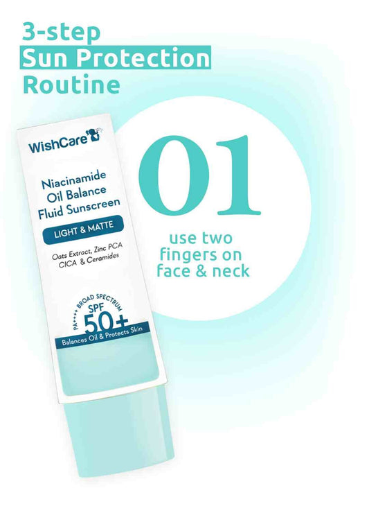 WishCare sunscreen – 3-step sun protection routine, two fingers