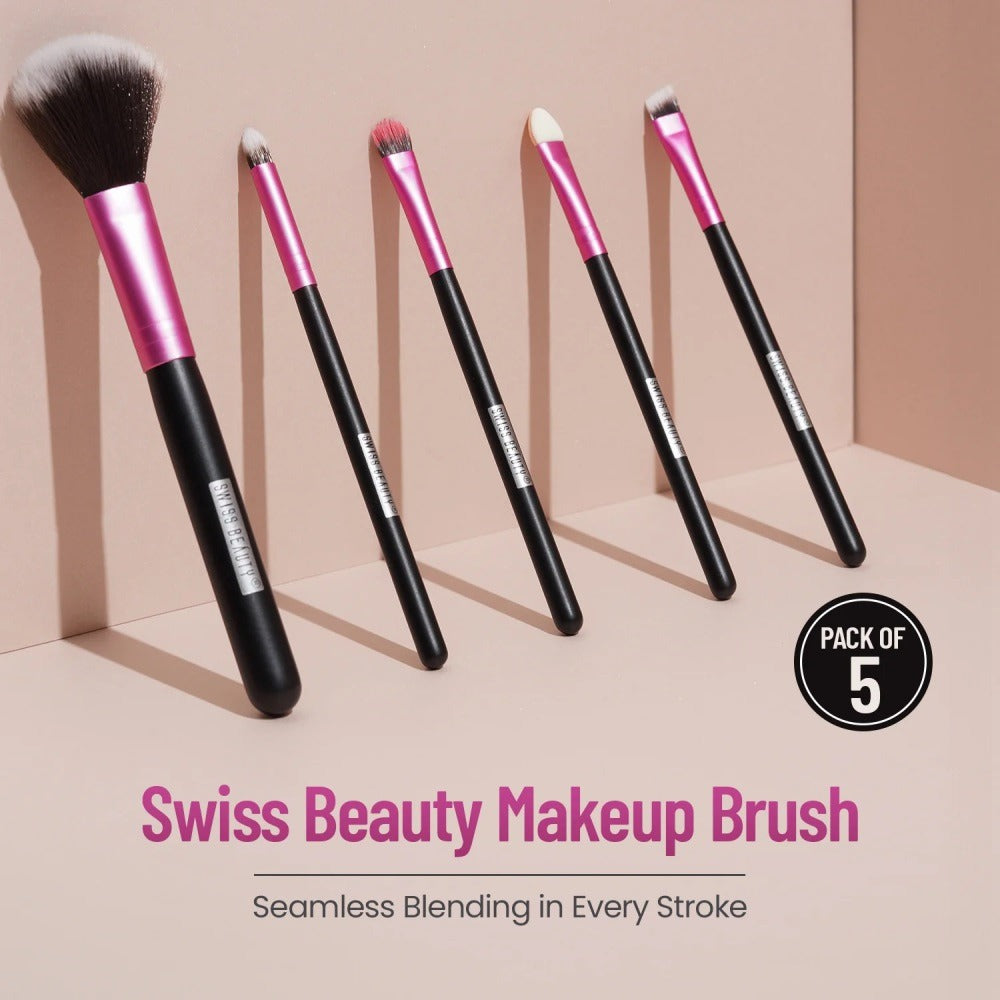 Swiss Beauty 5 Sticks Makeup Brushes - Pink 02