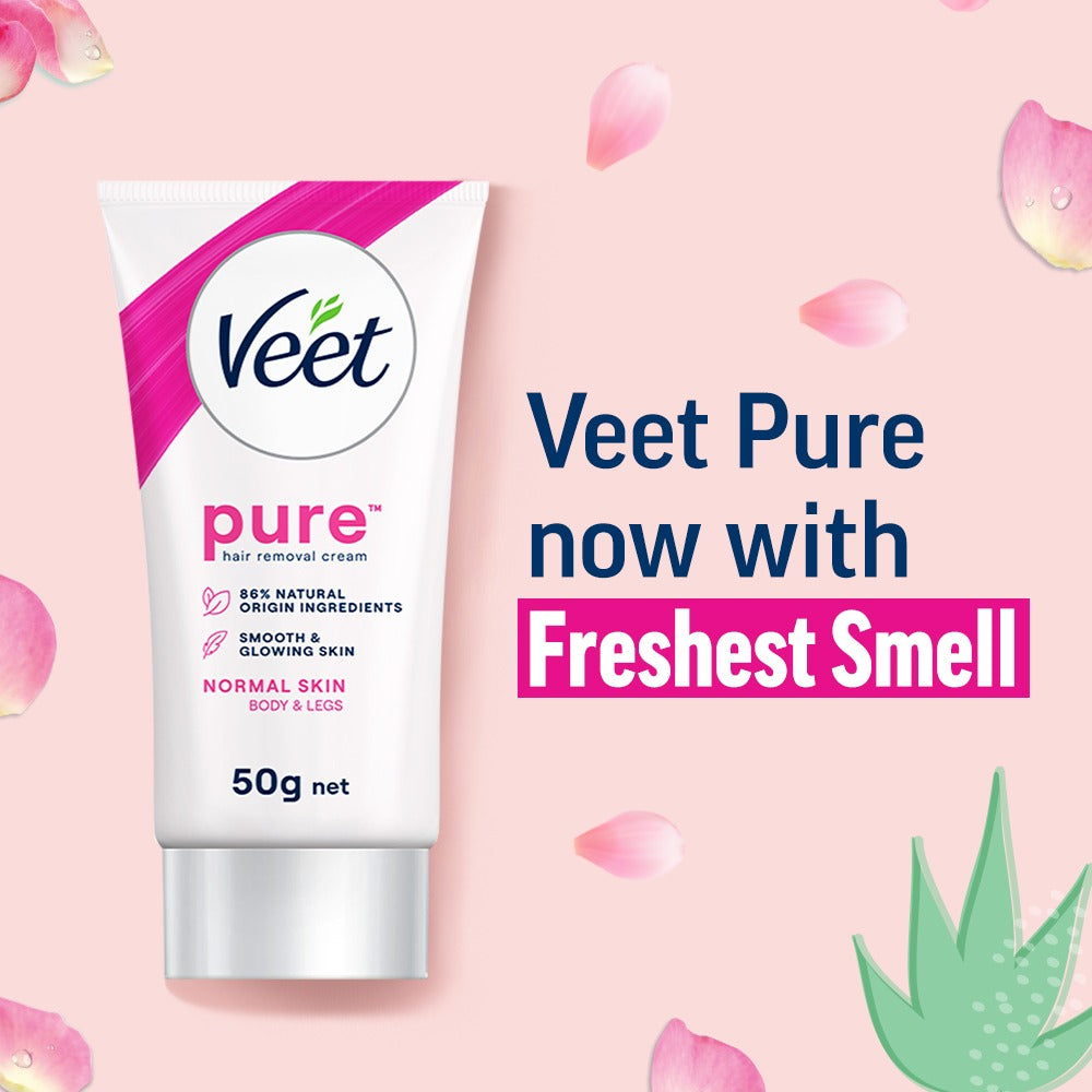 Veet Pure Organic Aloe Vera & Rose Extracts Hair Removal Cream (50gm)
