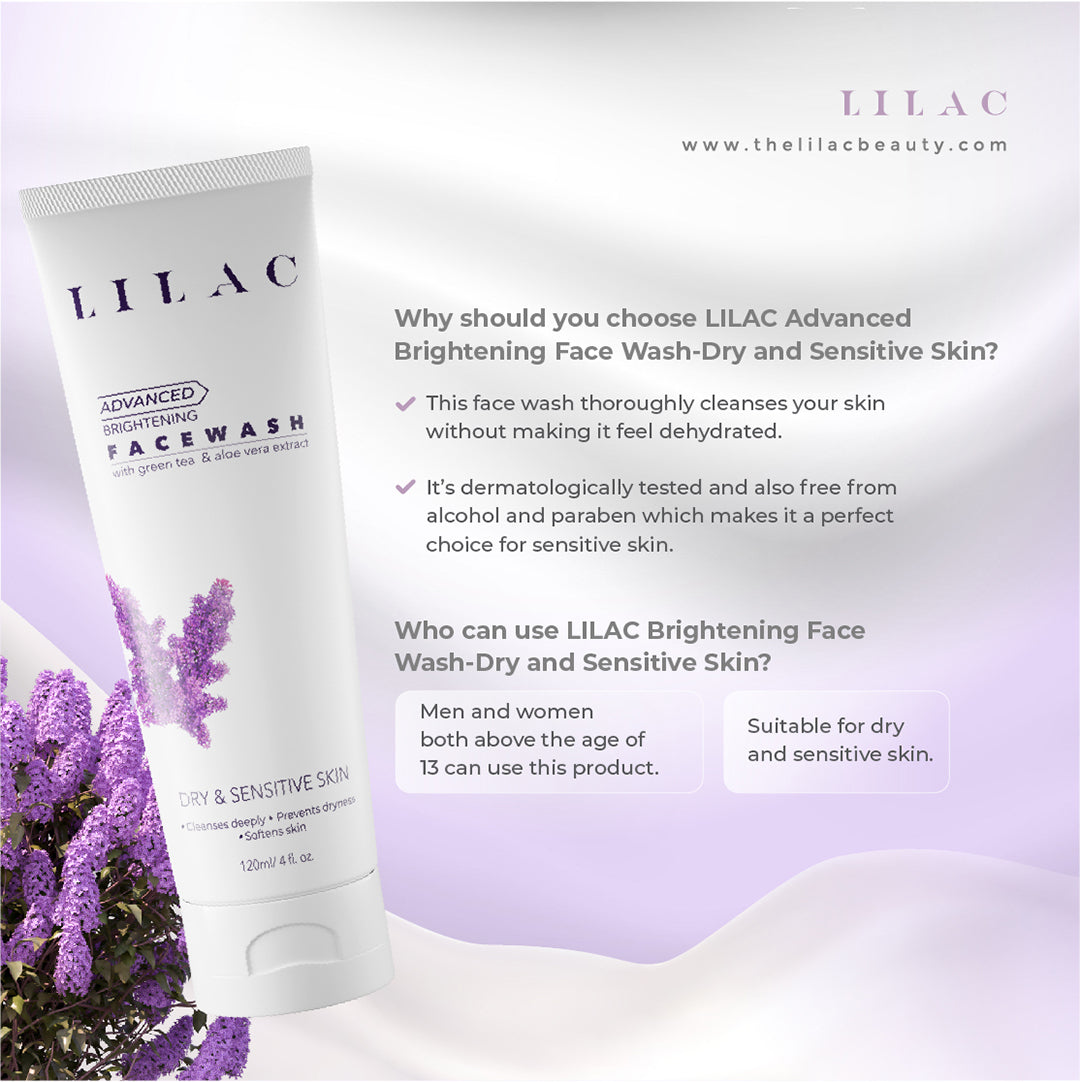 Lilac Advanced Brightening Face Wash Dry And Sensitive Skin (120ml)
