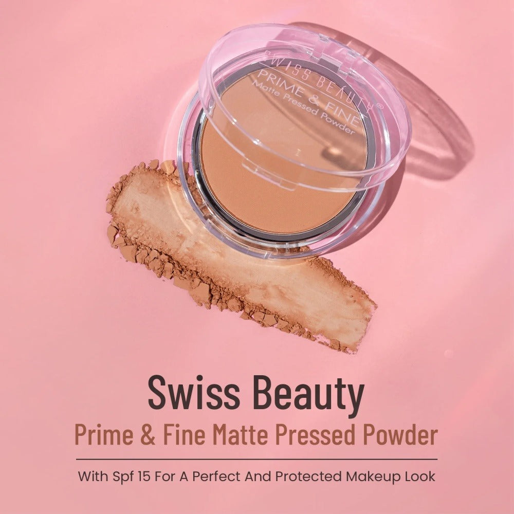 Swiss Beauty Prime & Fine Matte Pressed Powder - 02 (Very Natural)