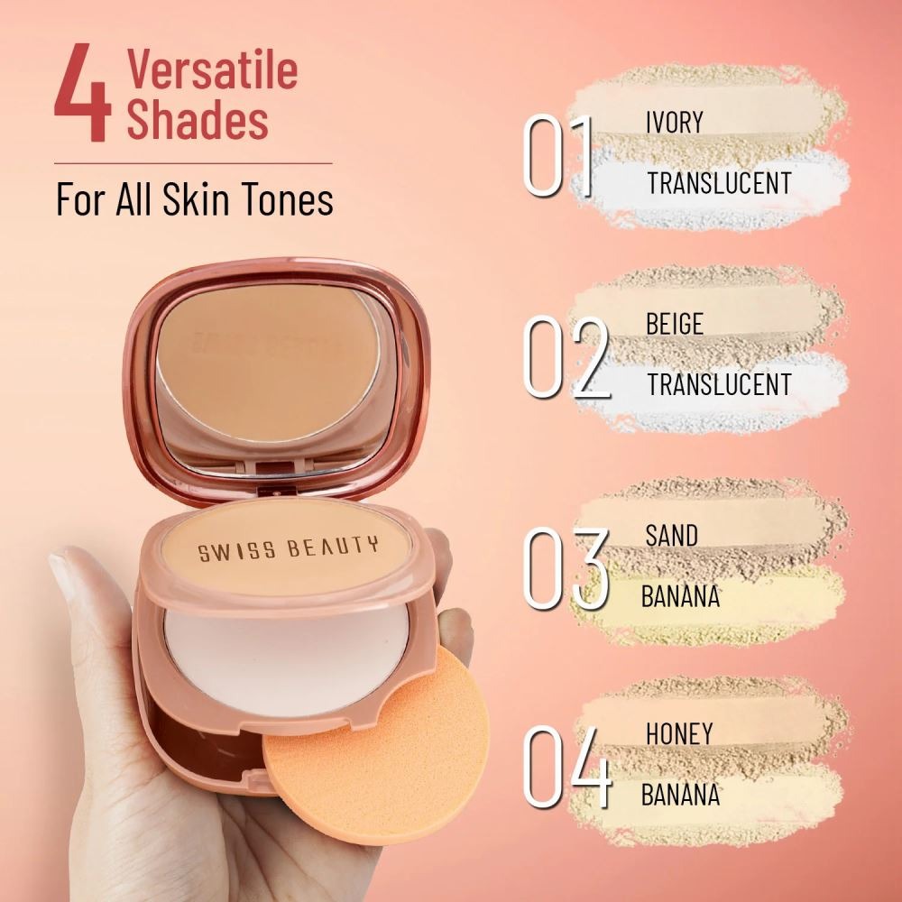 Swiss Beauty Matte & Set Duo Compact - 02 Beige & Translucent (20gm)
