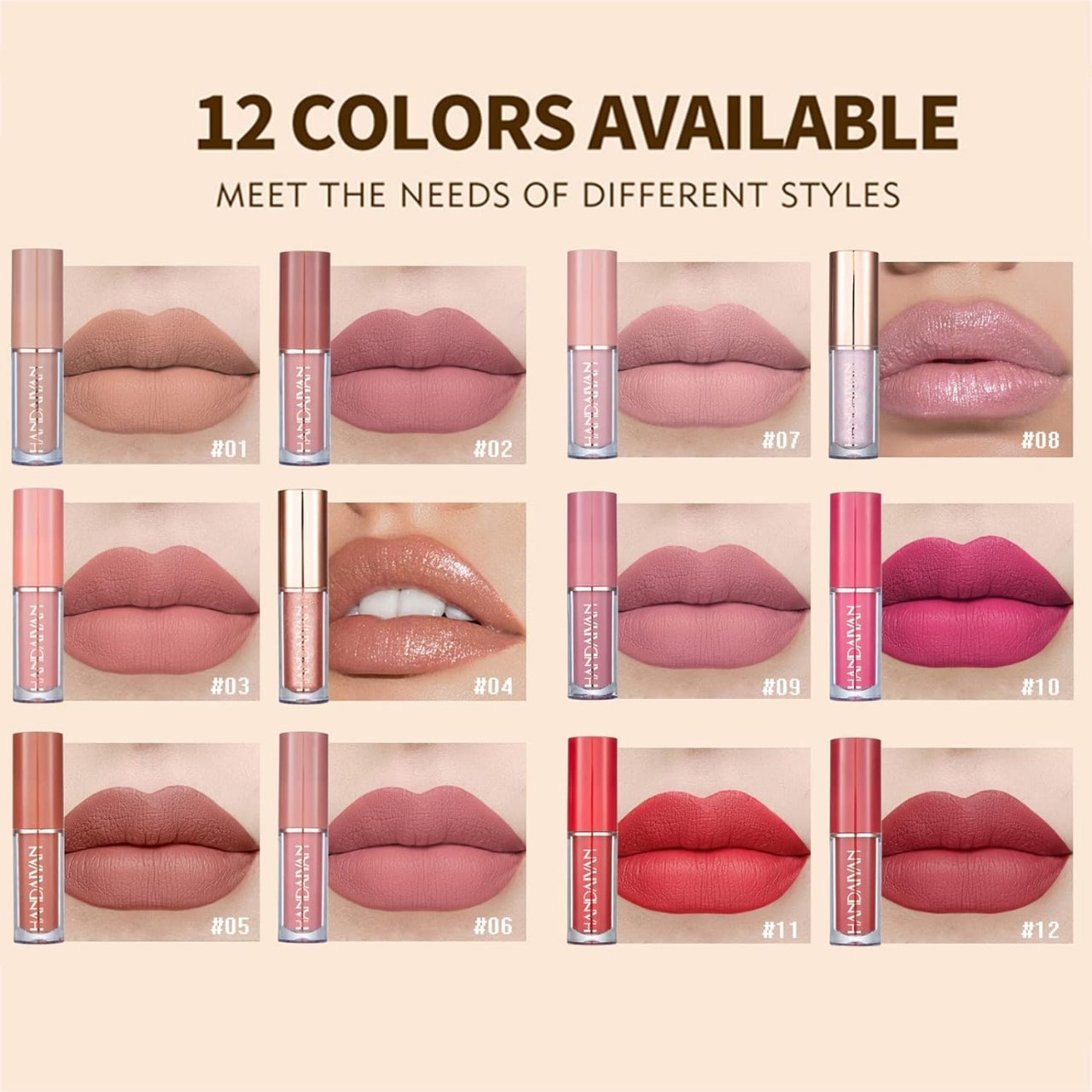Handaiyan 12 Color Matte Liquid Lipstick Set