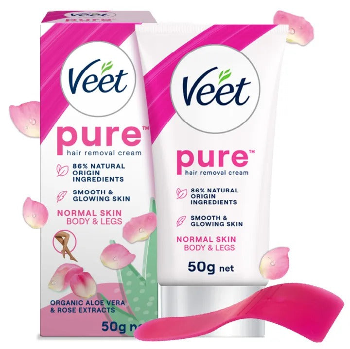 Veet Pure Organic Aloe Vera & Rose Extracts Hair Removal Cream (50gm)