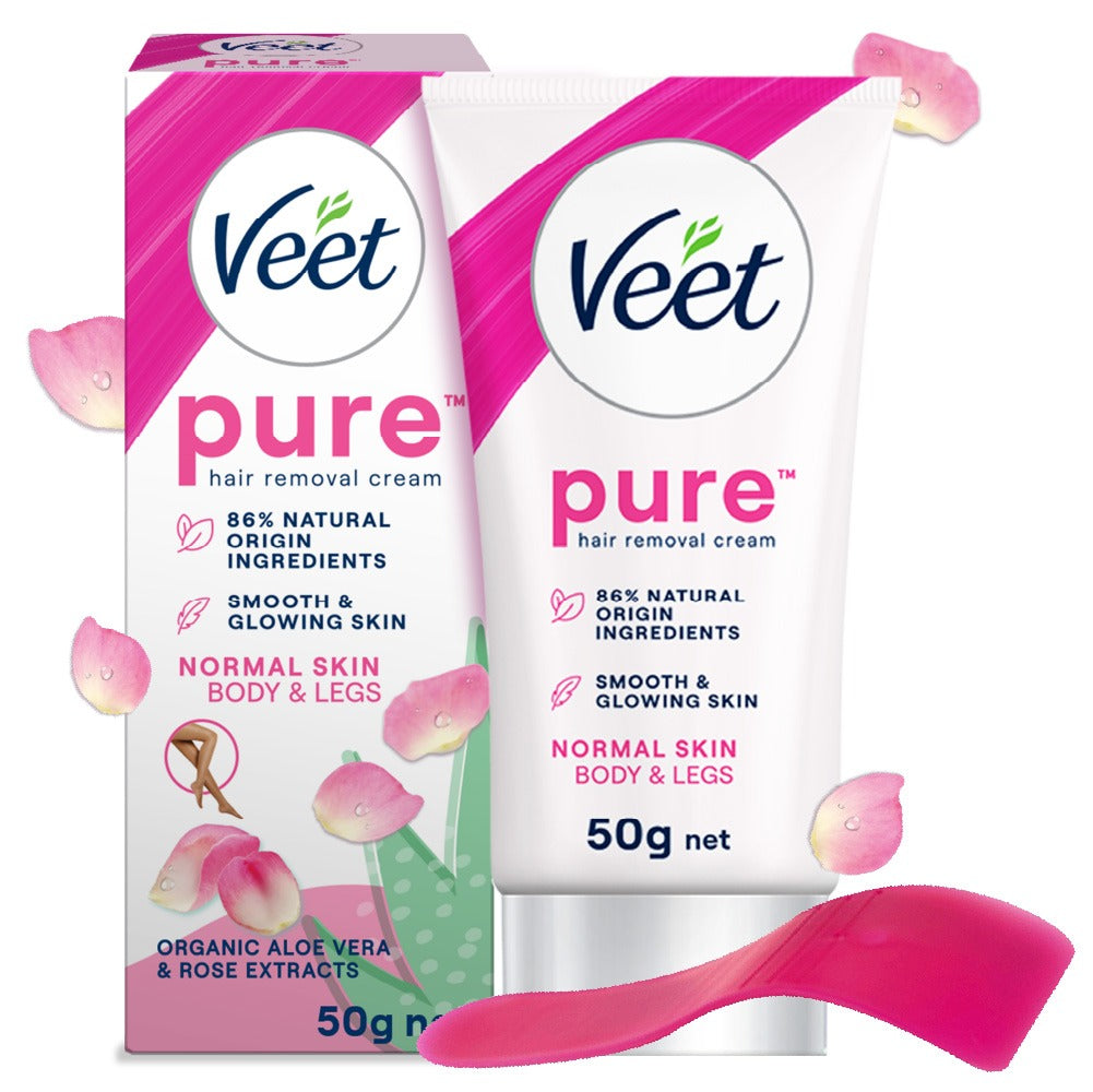 Veet Pure Organic Aloe Vera & Rose Extracts Hair Removal Cream (50gm)