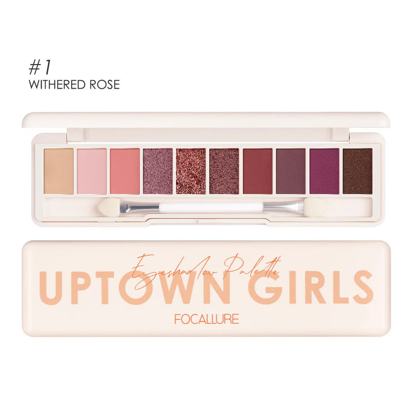 FA158 – Focallure UPTOWN GIRLS Eyeshadow Palette – 01 WITHRED ROSE