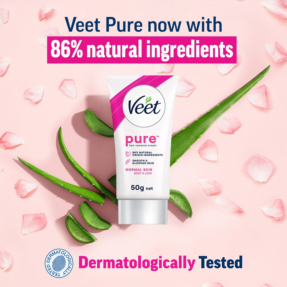 Veet Pure Organic Aloe Vera & Rose Extracts Hair Removal Cream (50gm)