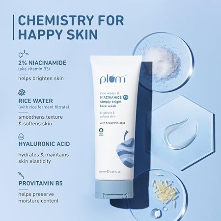 Plum 2% Niacinamide & Rice Water Simply Bright Face Wash (100ml)