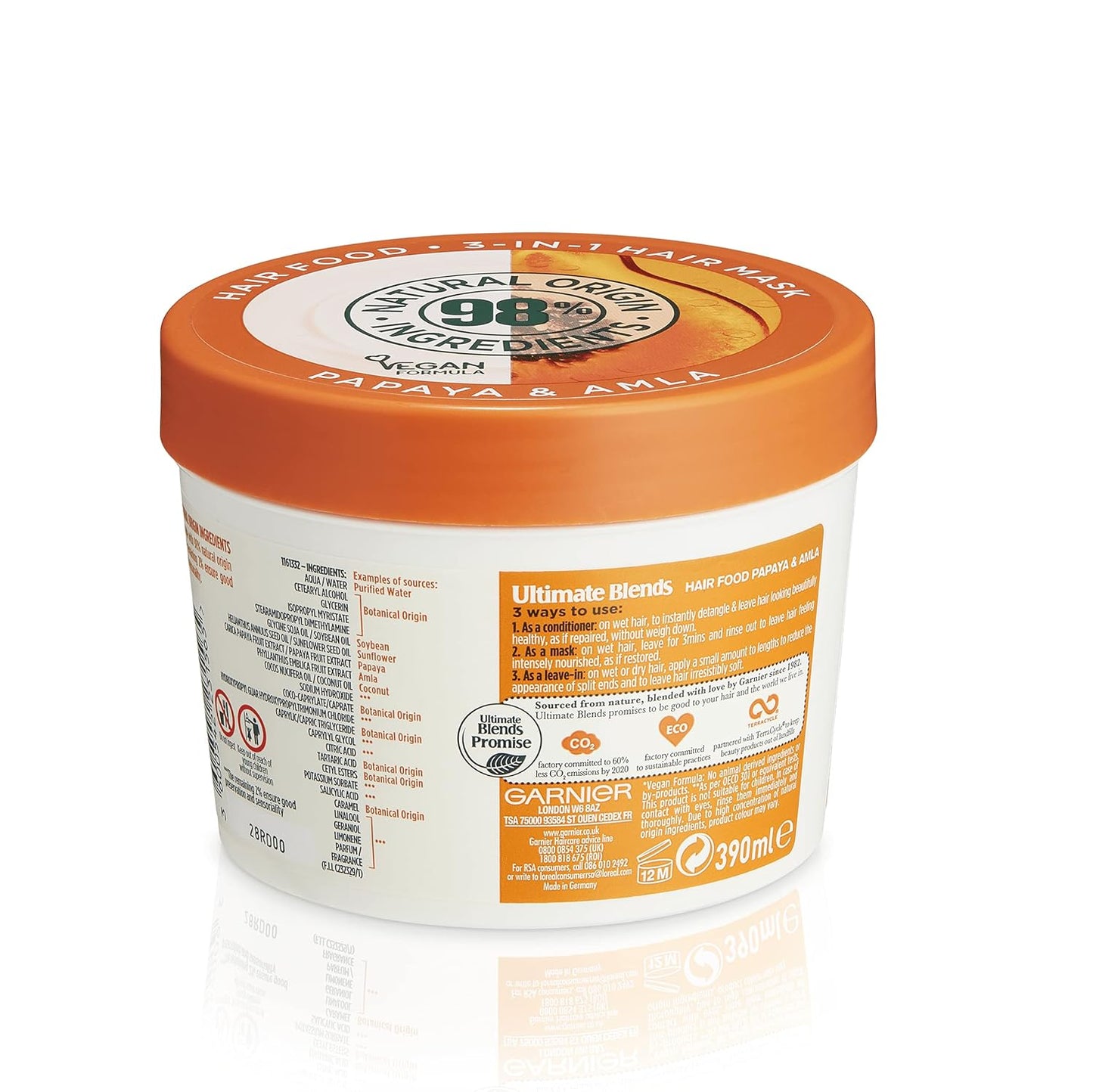 Garnier Ultimate Blends Hair Food Papaya 3-in-1 Damaged Hair Mask Treatment (390ml)