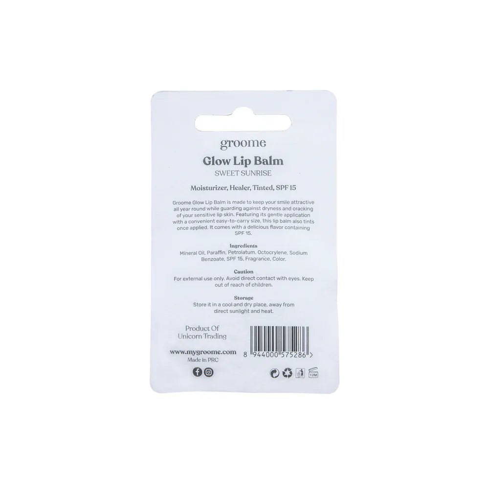 Groome Glow Lip Balm With SPF 15 – Sweet Sunrise (30gm)