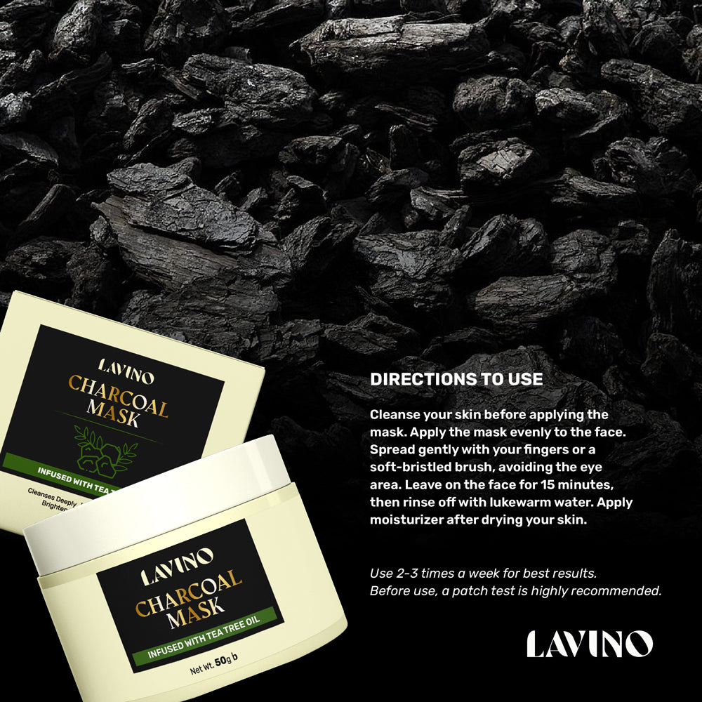 Lavino Charcoal Mask Infused With Tea Tree Oil (50g)