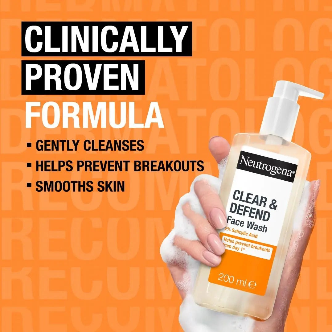 Neutrogena Clear & Defend 2% Salicylic Acid Face Wash (200ml)