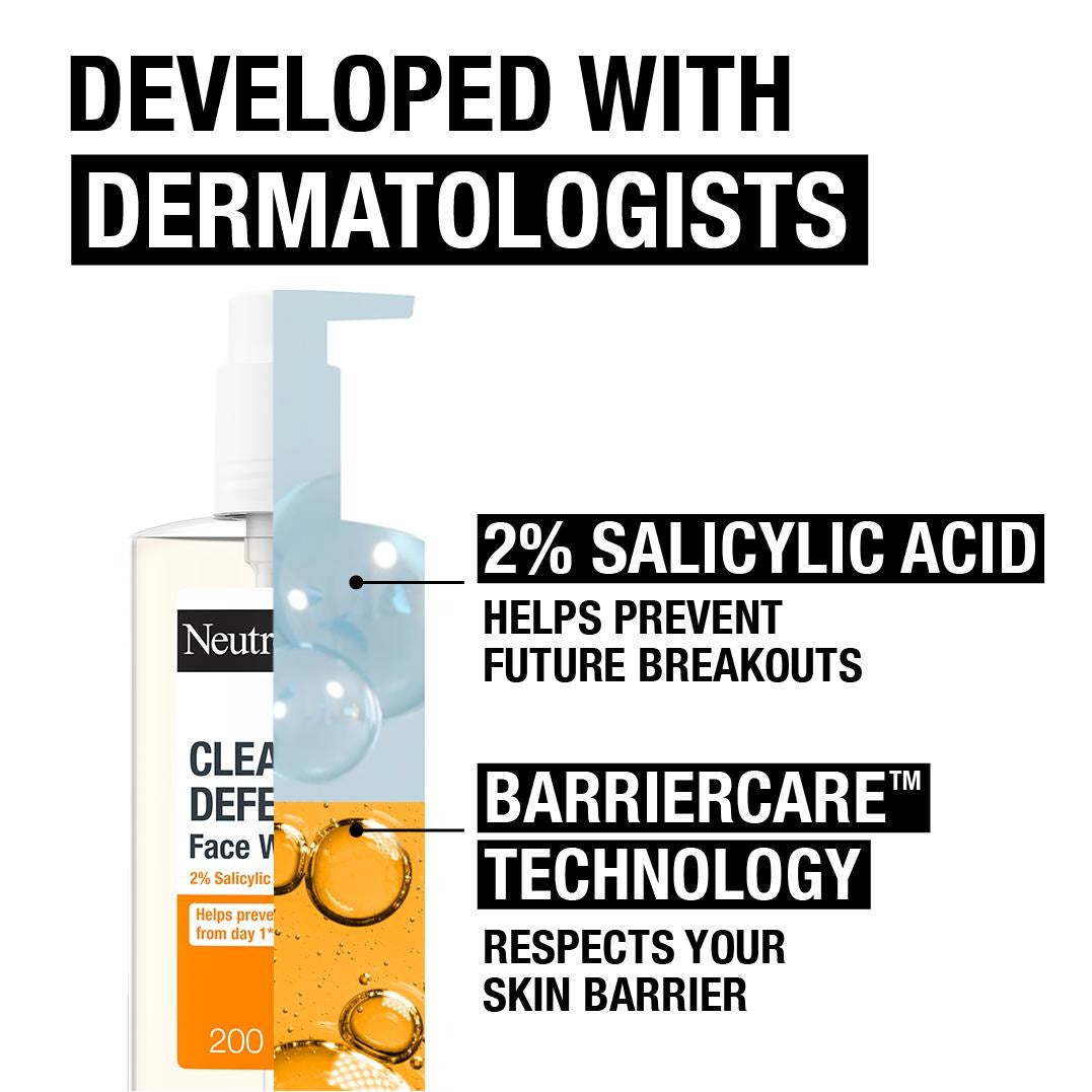 Neutrogena Clear & Defend 2% Salicylic Acid Face Wash (200ml)
