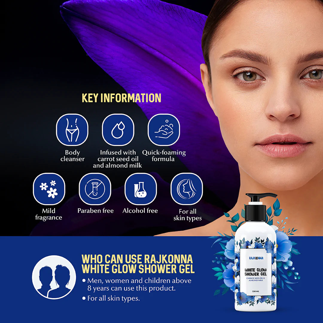 Rajkonna White Glow Shower Gel (330ml)