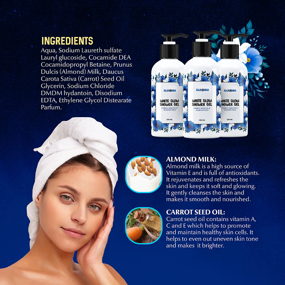 Rajkonna White Glow Shower Gel (330ml)