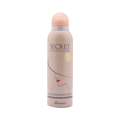 Rasasi Secret deodorant body spray for women 200ml beige can