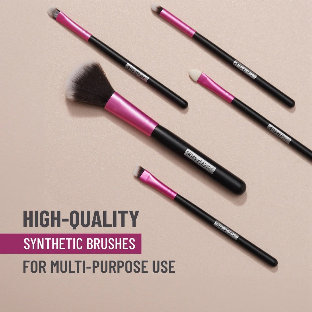 Swiss Beauty 5 Sticks Makeup Brushes - Pink 02