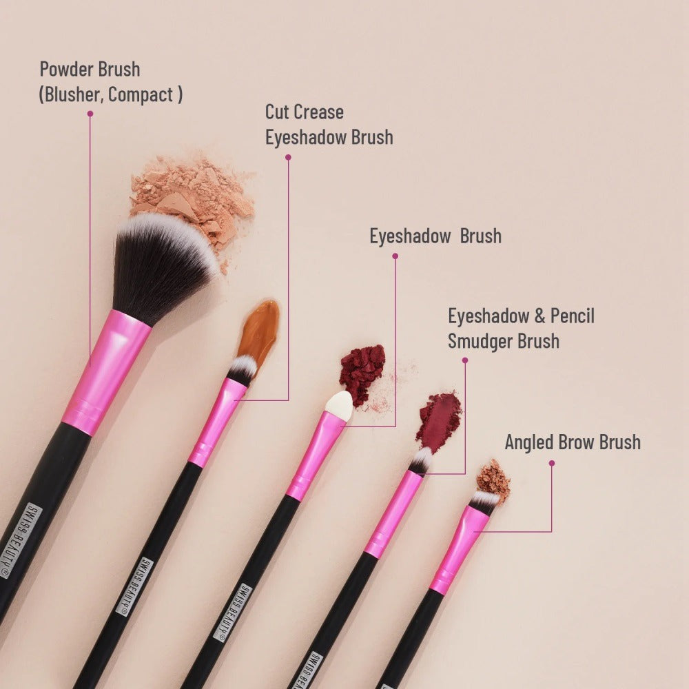 Swiss Beauty 5 Sticks Makeup Brushes - Pink 02
