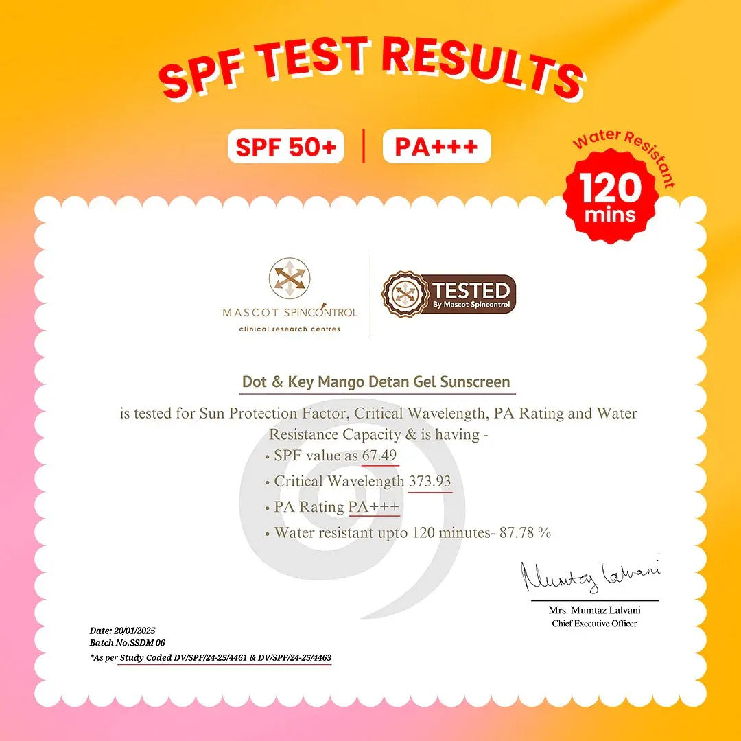 Dot & Key Mango Detan Gel Oil Free Sunscreen SPF 50+ PA+++ (80g)