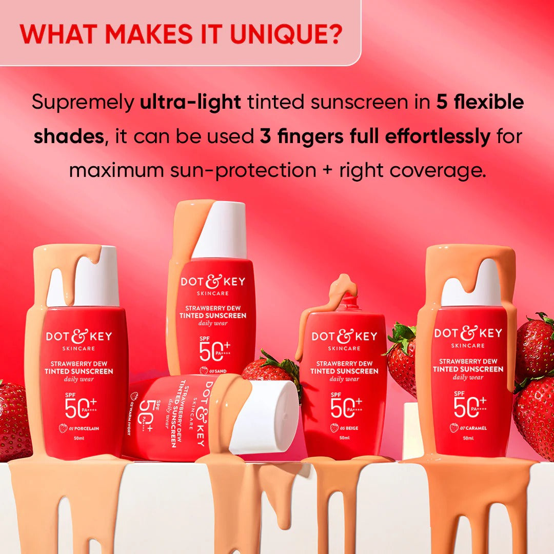 Dot & Key Strawberry Dew Tinted Sunscreen SPF 50+ PA++++ - 05 Beige (50ml)