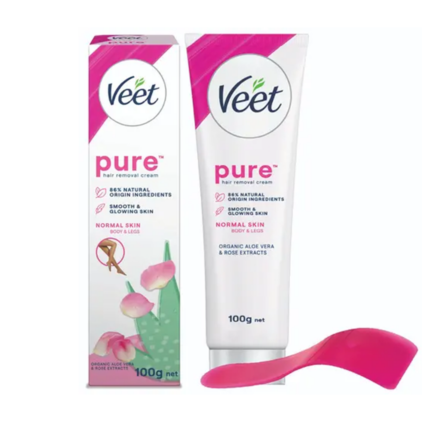 Veet Pure Organic Aloe Vera & Rose Extracts Hair Removal Cream (100gm)