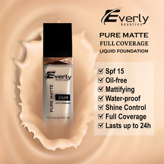Everly Beauties Pure Matte Full Coverage Foundation - Natural
