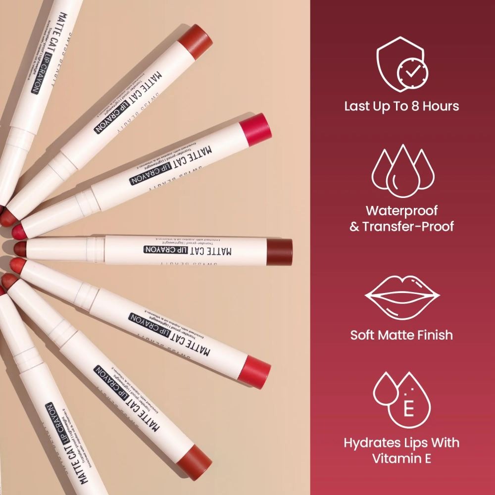 Swiss Beauty Matte Cat Lip Crayon - 05 Flattering Peach