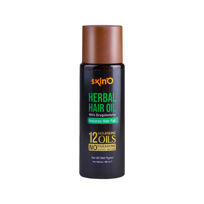 skin'O Herbal Hair Oil with Dragobotania 12 oils dark bottle
