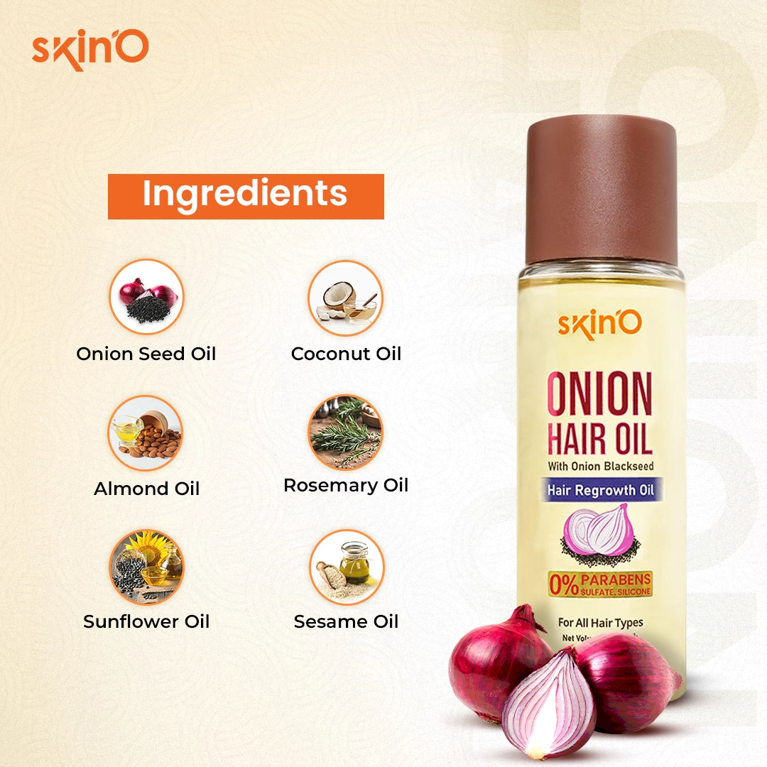 skin'O Onion Hair Oil With Onion Blackseed Hair Regrowth Oil