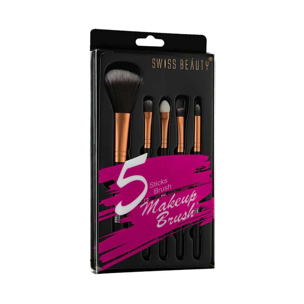 Swiss Beauty 5 Sticks Makeup Brushes - Golden 01