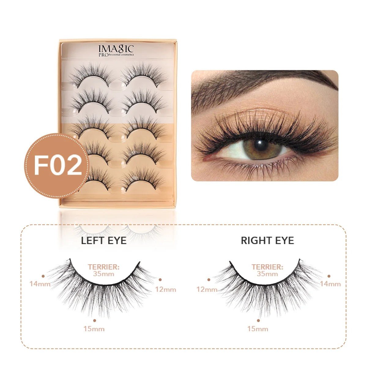 Imagic PROfessional Premium 3D Eyelashes 5 Pair (F02)