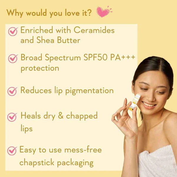 WishCare Ceramide Lip Balm with SPF 50 PA+++ (Natural)