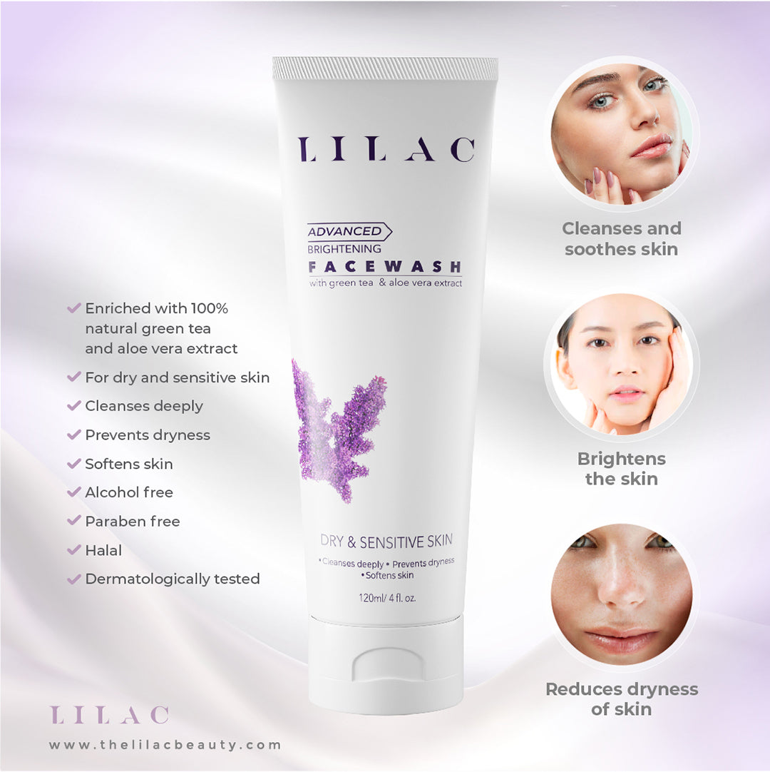 Lilac Advanced Brightening Face Wash Dry And Sensitive Skin (120ml)