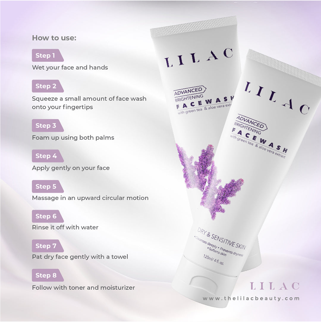 Lilac Advanced Brightening Face Wash Dry And Sensitive Skin (120ml)